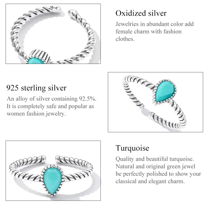 (image for) Pandora Style Teardrop Ring - BSR247 - View 3