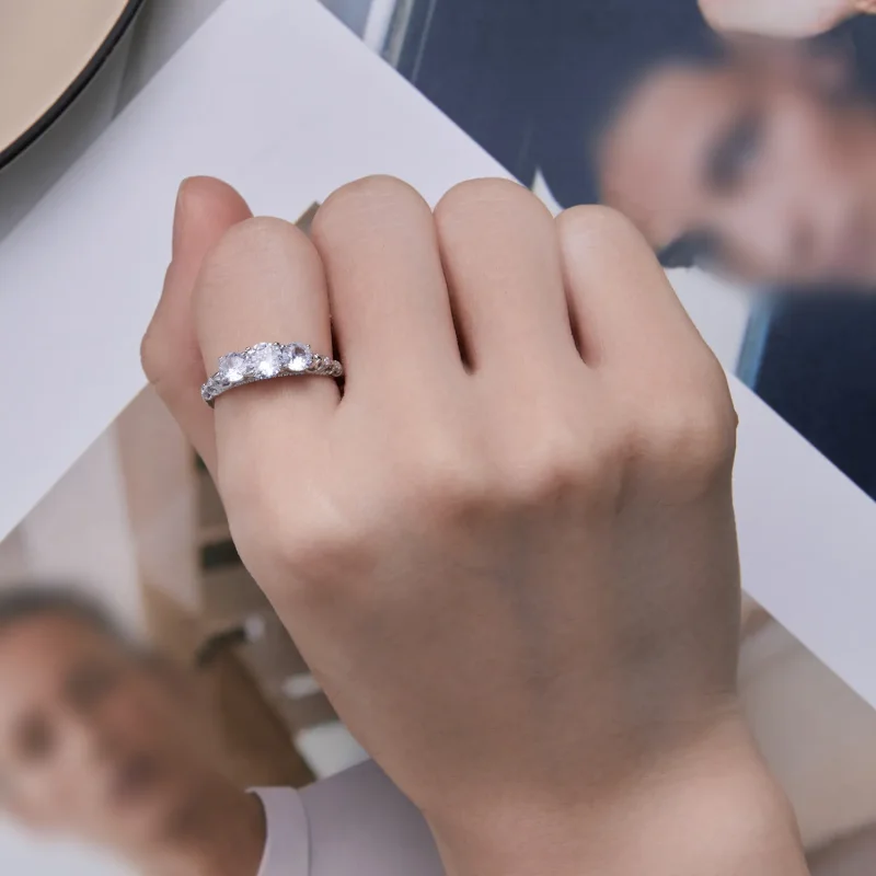 (image for) Pandora Style Three Stone Ring - BSR318 - View 6