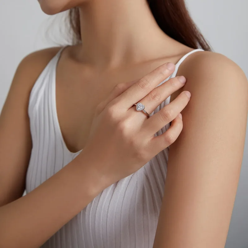 (image for) striking and glamorous Pandora Style Sparkling Elevated Heart Ring - SCR725 - View 5