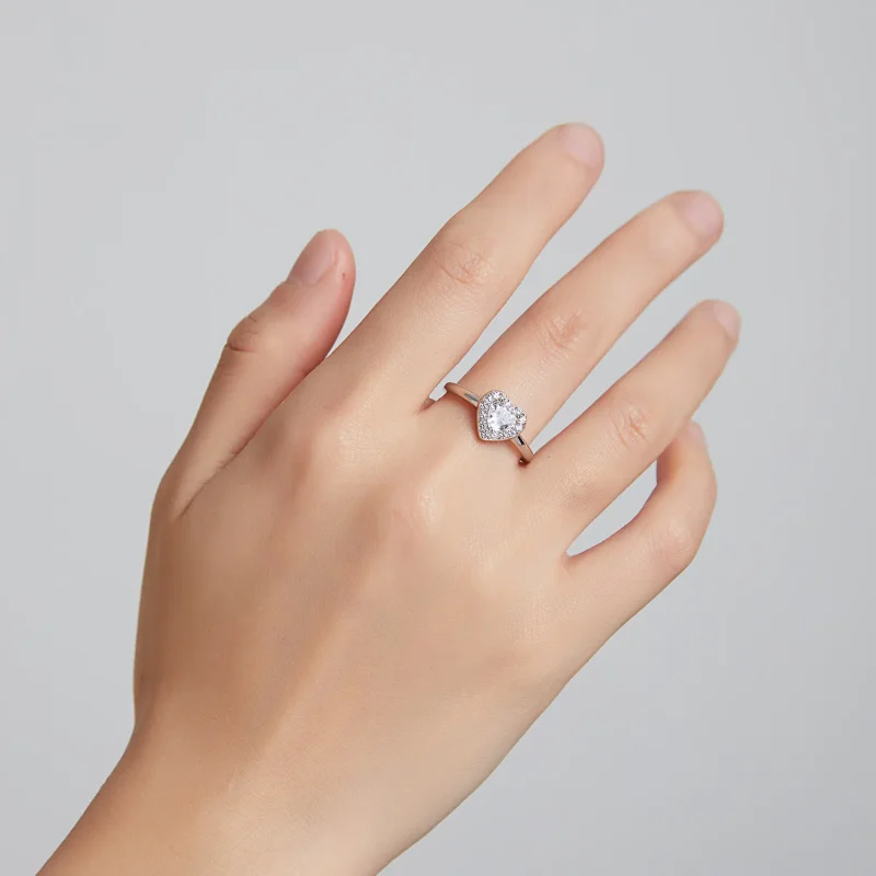 (image for) striking and glamorous Pandora Style Sparkling Elevated Heart Ring - SCR725 - View 6