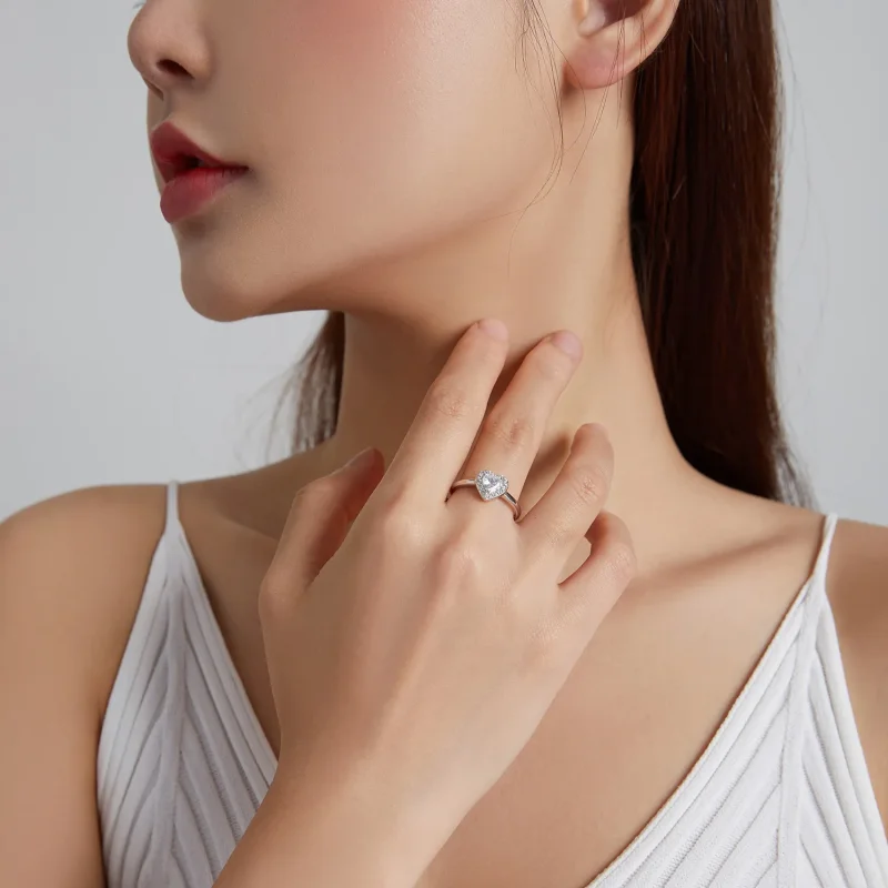 (image for) striking and glamorous Pandora Style Sparkling Elevated Heart Ring - SCR725 - View 7