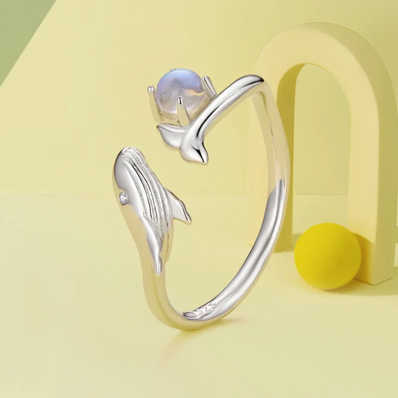 (image for) beautifully crafted Pandora Style Whale Open Ring - BSR473-E - View 2