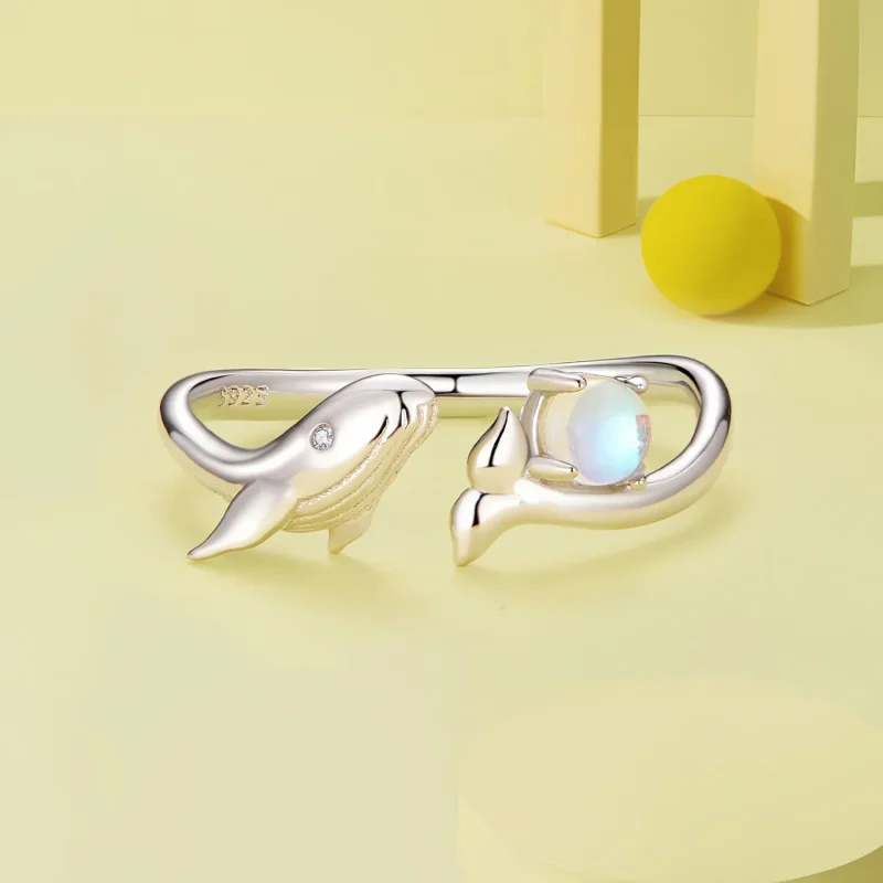 (image for) beautifully crafted Pandora Style Whale Open Ring - BSR473-E - View 3