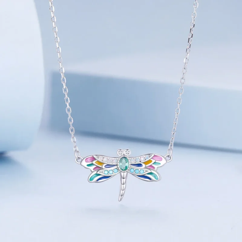 (image for) Exquisite Dragonfly Necklace in the Pandora style - BSN348 - View 3