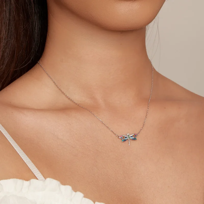 (image for) Exquisite Dragonfly Necklace in the Pandora style - BSN348 - View 5