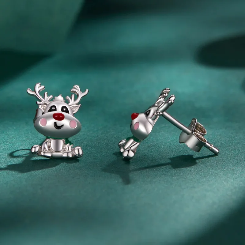 (image for) Pandora-inspired Christmas Reindeer Studs Earrings - BSE920 - View 3