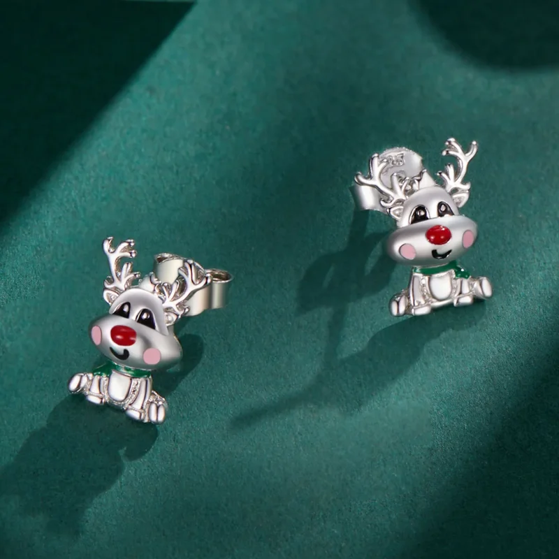 (image for) Pandora-inspired Christmas Reindeer Studs Earrings - BSE920 - View 4