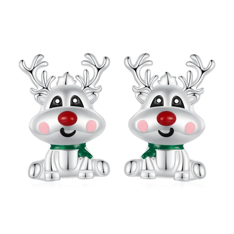 (image for) Pandora-inspired Christmas Reindeer Studs Earrings - BSE920 - Product Image
