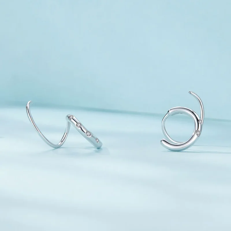 (image for) Pandora-inspired Double Hoop Stud Earrings - SCE1652 - View 4