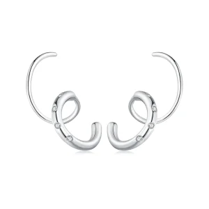 (image for) Pandora-inspired Double Hoop Stud Earrings - SCE1652