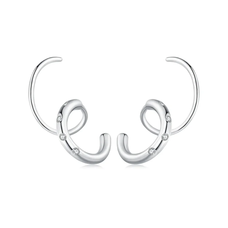 (image for) Pandora-inspired Double Hoop Stud Earrings - SCE1652 - Product Image