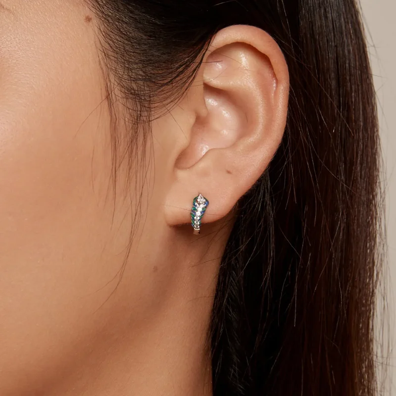 (image for) Pandora-inspired Feather Hoop Earrings - BSE882 - View 7