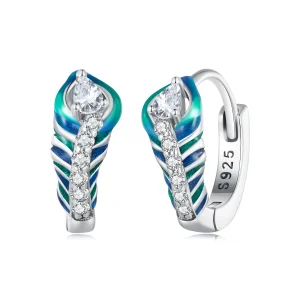 (image for) Pandora-inspired Feather Hoop Earrings - BSE882
