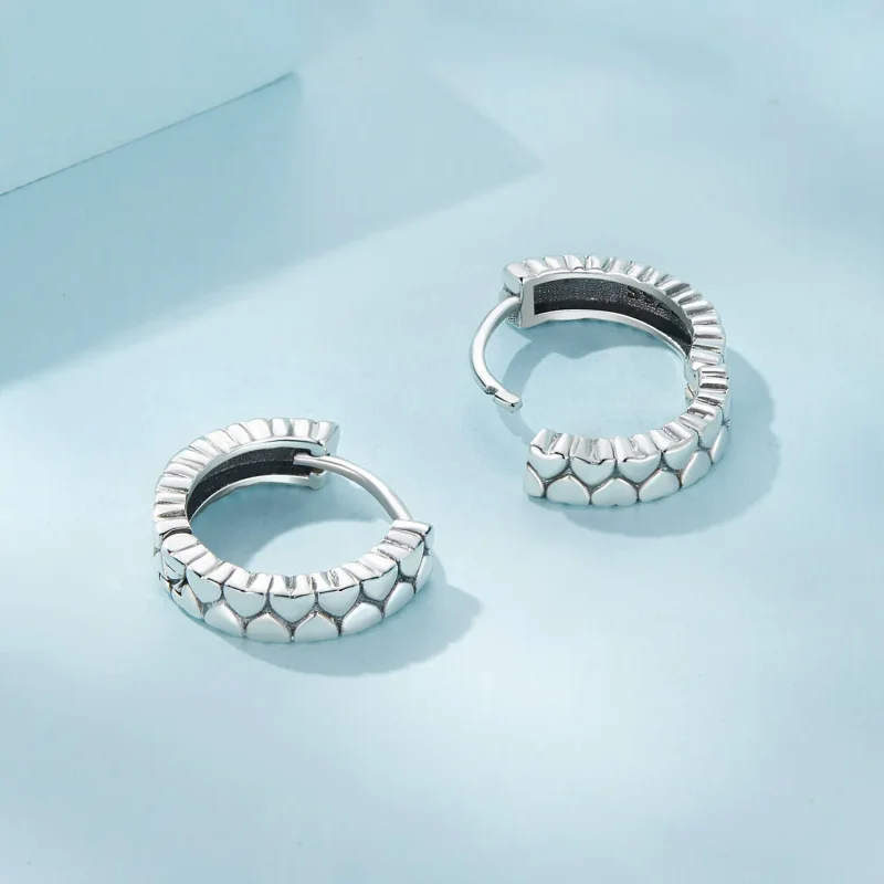 (image for) Pandora-inspired Heart Hoop Earrings - SCE1653 - View 4