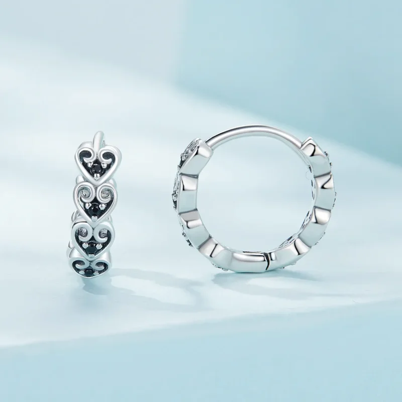 (image for) Pandora-inspired heart-shaped hoop earrings - SCE1613 - View 2
