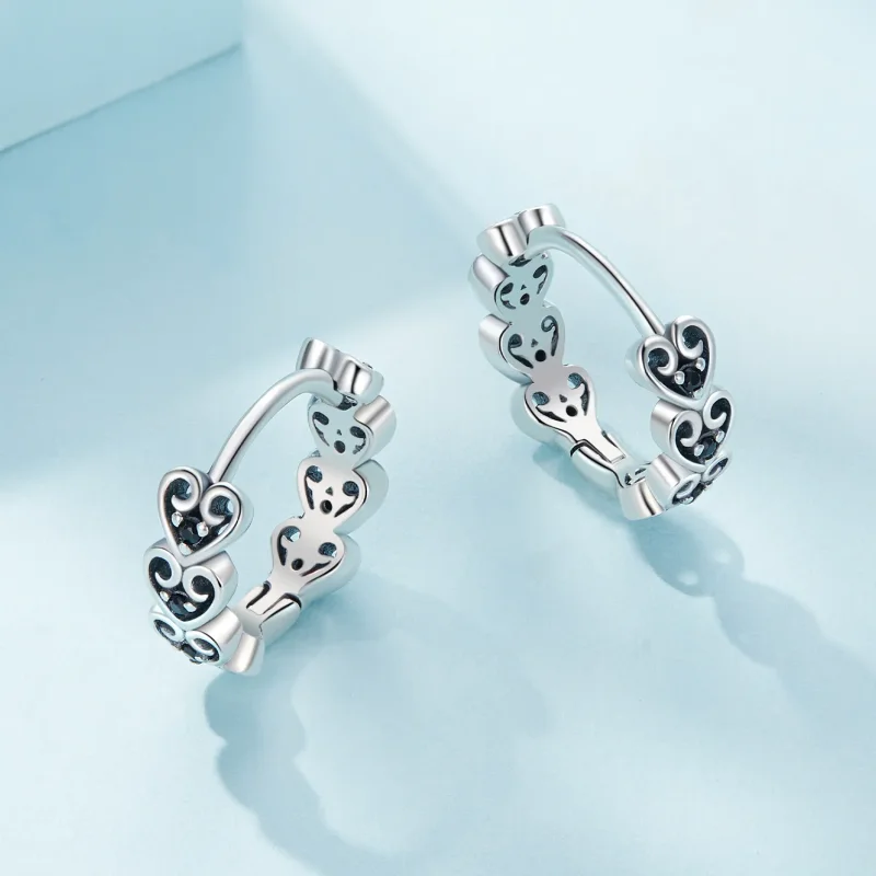(image for) Pandora-inspired heart-shaped hoop earrings - SCE1613 - View 3