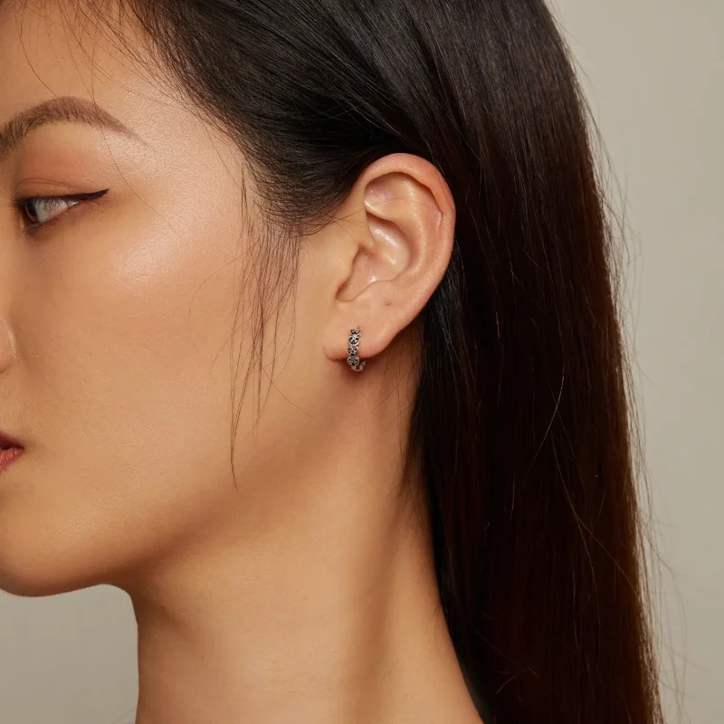 (image for) Pandora-inspired heart-shaped hoop earrings - SCE1613 - View 5