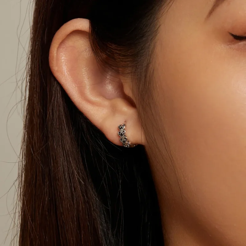 (image for) Pandora-inspired heart-shaped hoop earrings - SCE1613 - View 7