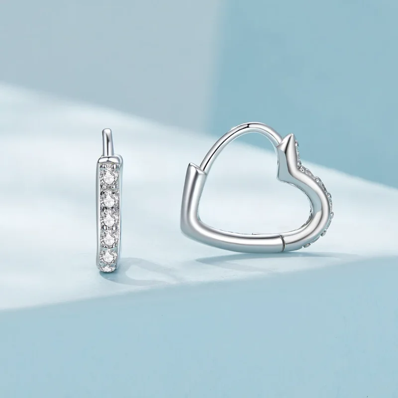 (image for) Pandora-inspired Heart-Shaped Hoop Earrings - SCE1626 - View 2