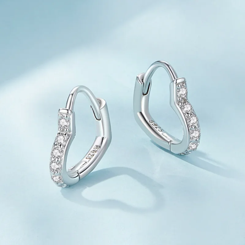 (image for) Pandora-inspired Heart-Shaped Hoop Earrings - SCE1626 - View 3