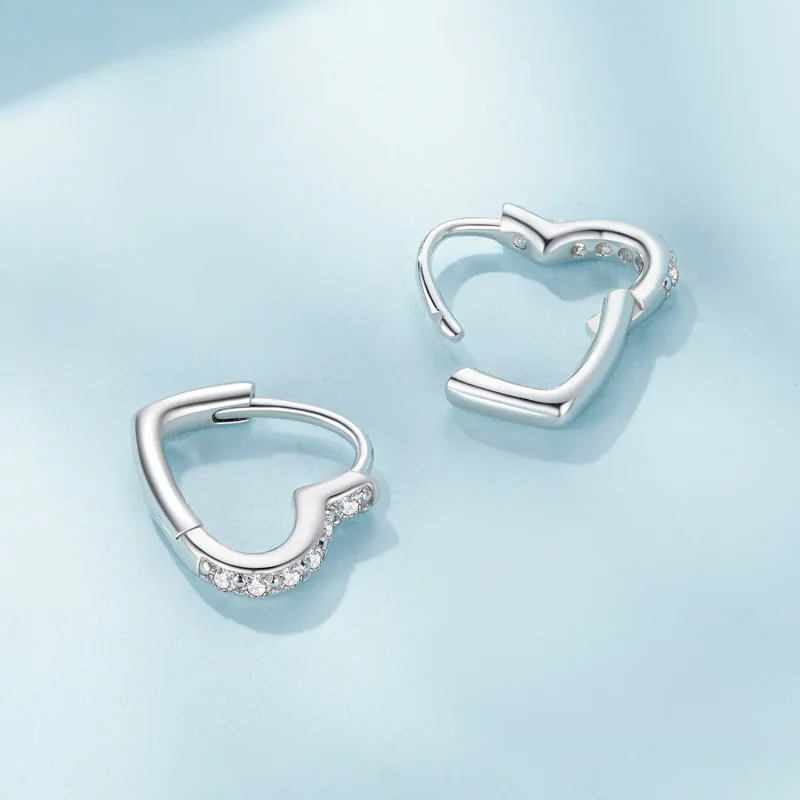 (image for) Pandora-inspired Heart-Shaped Hoop Earrings - SCE1626 - View 4