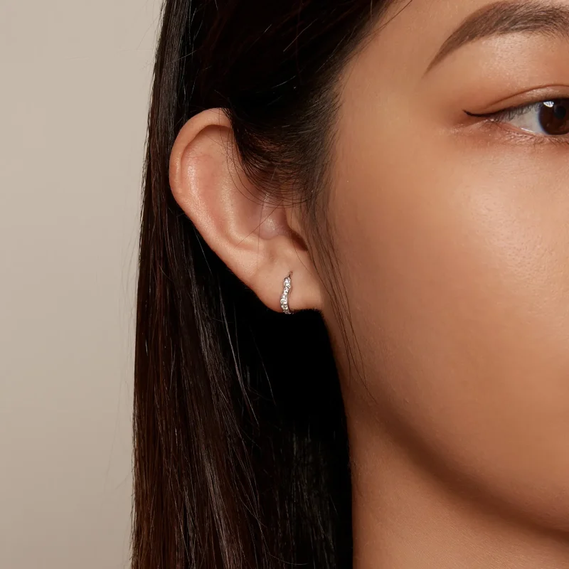 (image for) Pandora-inspired Heart-Shaped Hoop Earrings - SCE1626 - View 5