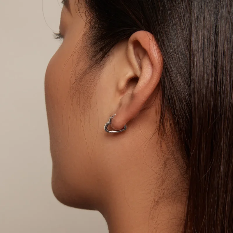 (image for) Pandora-inspired Heart-Shaped Hoop Earrings - SCE1626 - View 7
