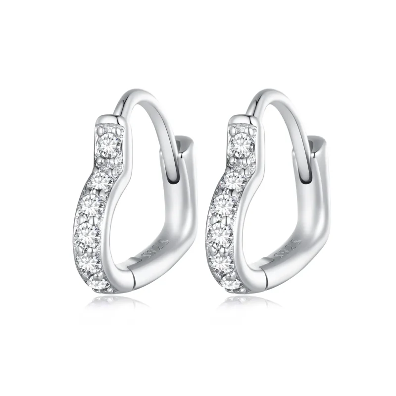 (image for) Pandora-inspired Heart-Shaped Hoop Earrings - SCE1626 - Product Image