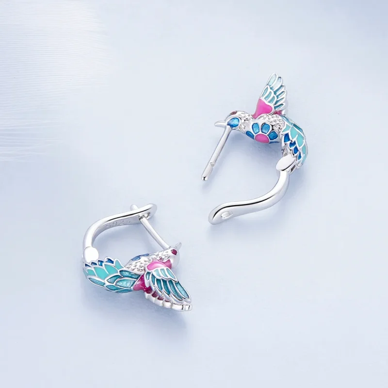 (image for) Pandora-inspired Kingfisher Hoop Earrings - BSE899 - View 4