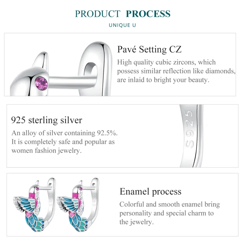(image for) Pandora-inspired Kingfisher Hoop Earrings - BSE899 - View 6