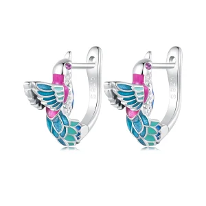 (image for) Pandora-inspired Kingfisher Hoop Earrings - BSE899