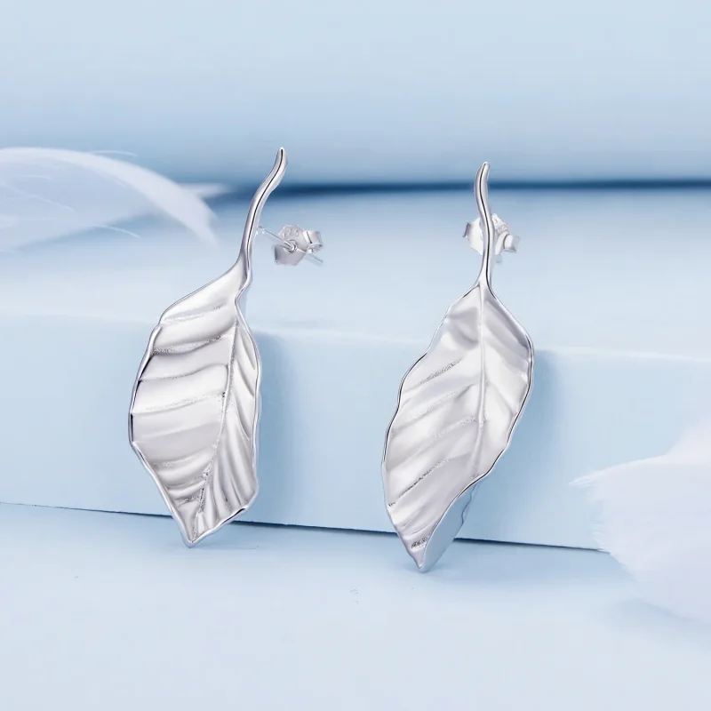 (image for) Pandora-inspired Leaves Studs Earrings - BSE812 - View 2