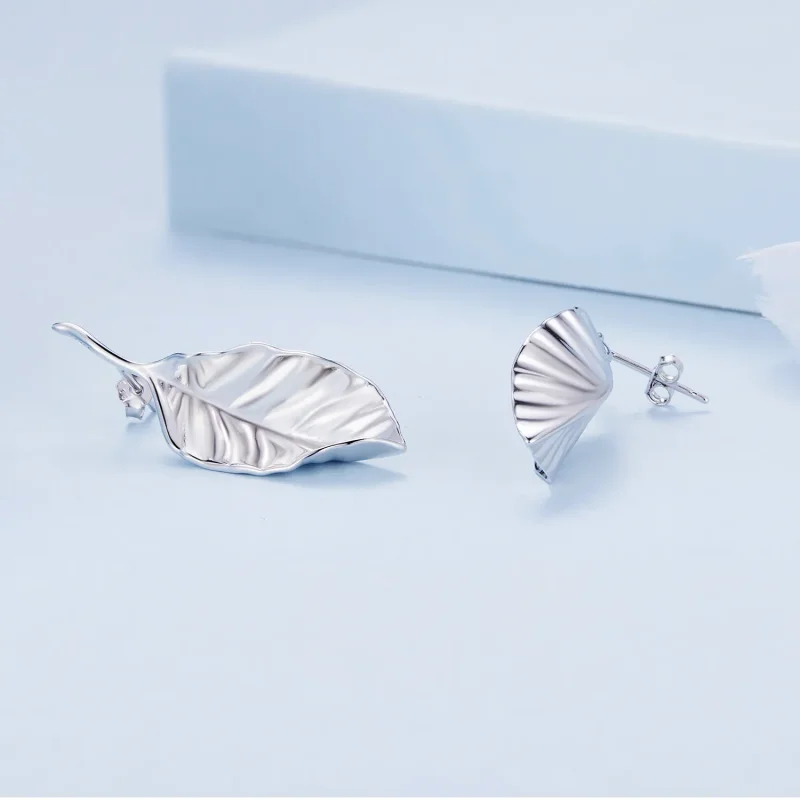 (image for) Pandora-inspired Leaves Studs Earrings - BSE812 - View 3