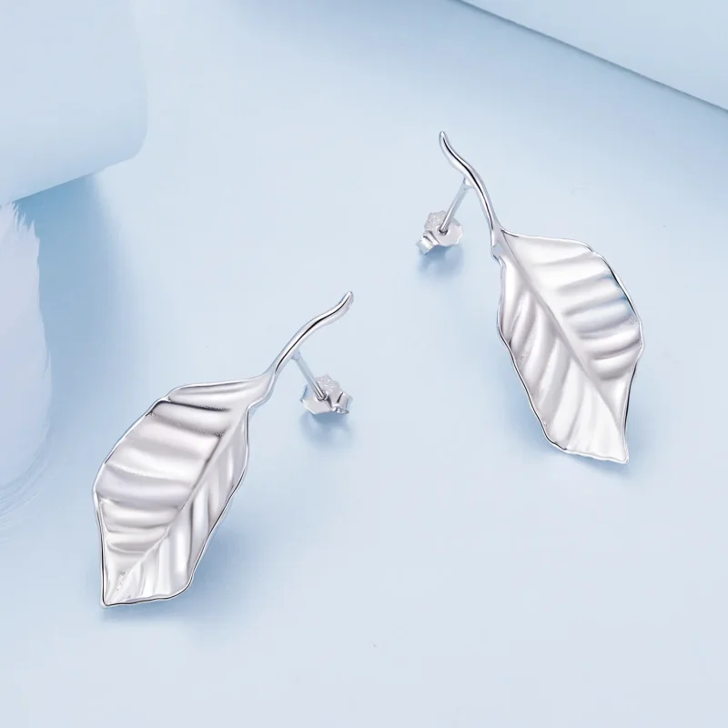 (image for) Pandora-inspired Leaves Studs Earrings - BSE812 - View 4