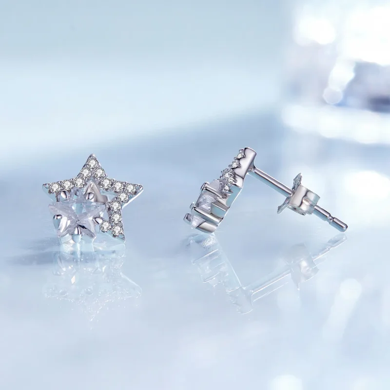 (image for) Pandora-inspired Star Stud Earrings - BSE878 - View 4