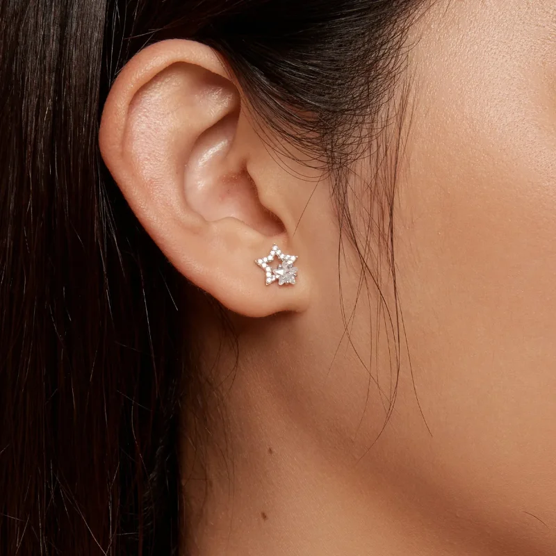(image for) Pandora-inspired Star Stud Earrings - BSE878 - View 7