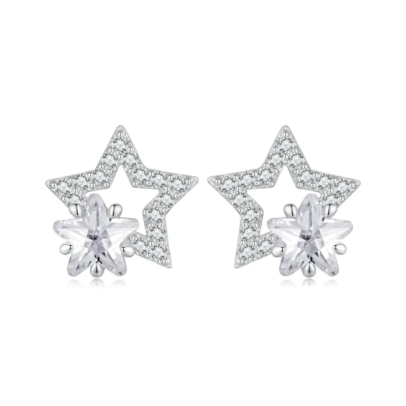 (image for) Pandora-inspired Star Stud Earrings - BSE878 - Product Image