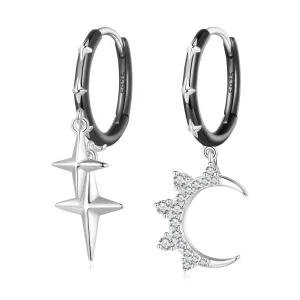 (image for) Pandora-inspired Stars and Moon Shine Hoop Earrings - BSE805