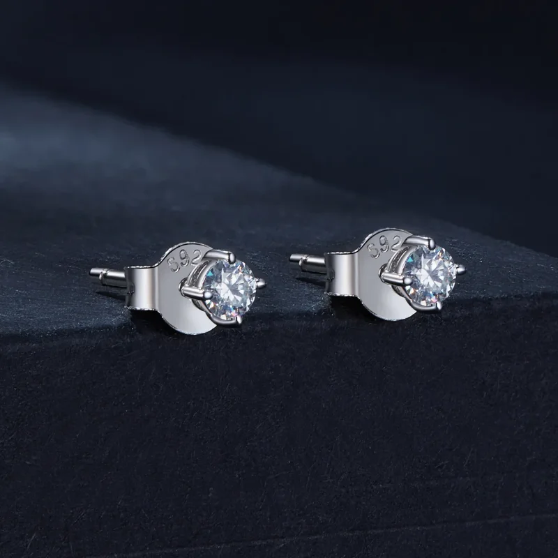 (image for) Pandora Style 0.1Ct Moissanite Studs Earrings (Two Certificates) - MSE038 - View 2