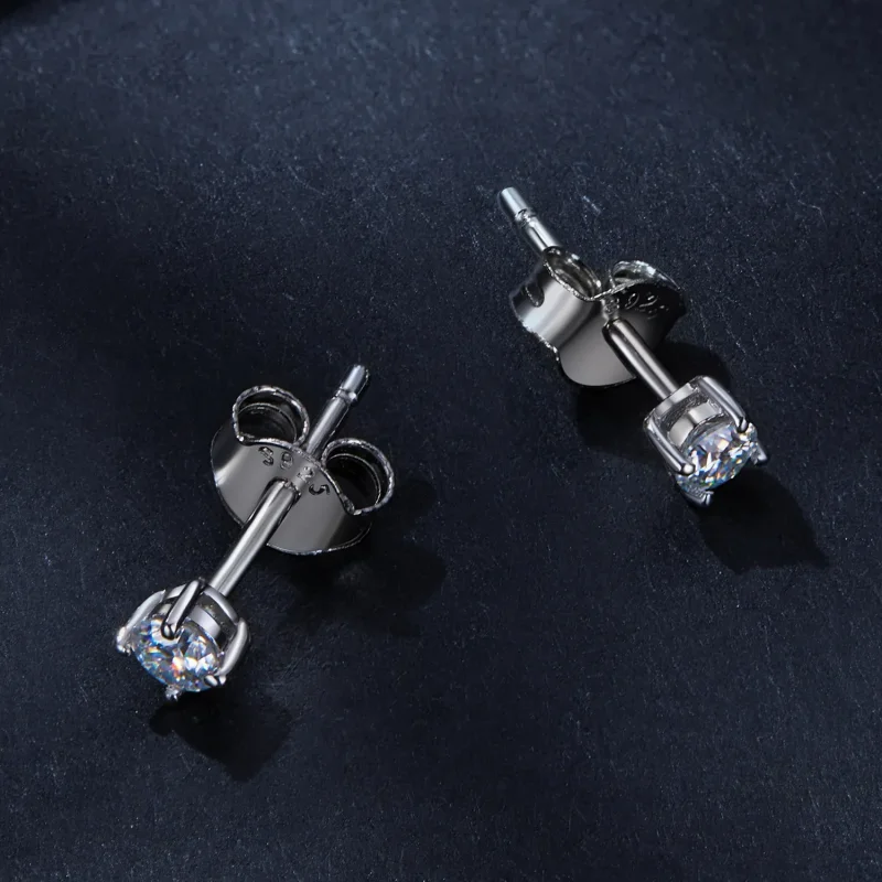 (image for) Pandora Style 0.1Ct Moissanite Studs Earrings (Two Certificates) - MSE038 - View 3