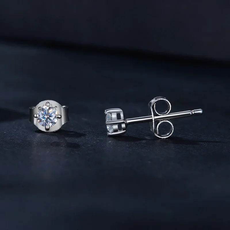 (image for) Pandora Style 0.1Ct Moissanite Studs Earrings (Two Certificates) - MSE038 - View 4