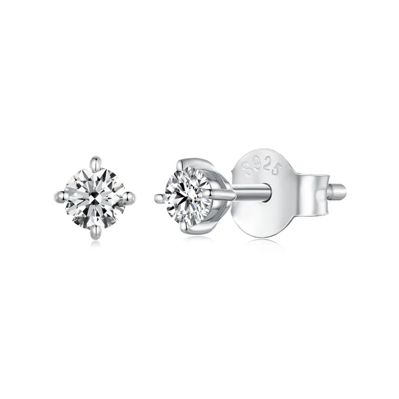 (image for) Pandora Style 0.1Ct Moissanite Studs Earrings (Two Certificates) - MSE038 - Product Image