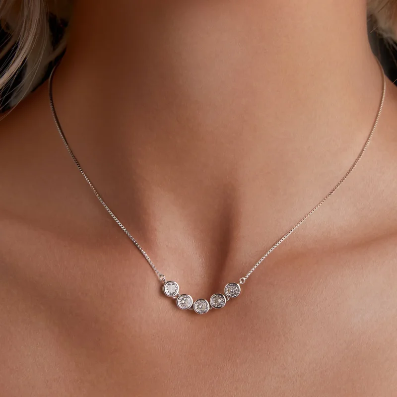 (image for) Pandora Style 0.3Ct Moissanite Necklace (One Certificate) - MSN022 - View 5