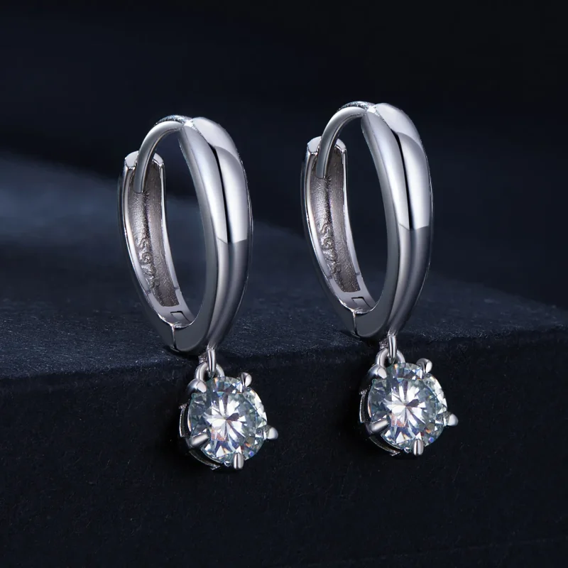 (image for) Pandora Style 0.5Ct Moissanite Hoop Earrings (Two Certificates) - MSE040 - View 2