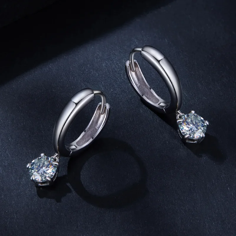 (image for) Pandora Style 0.5Ct Moissanite Hoop Earrings (Two Certificates) - MSE040 - View 3