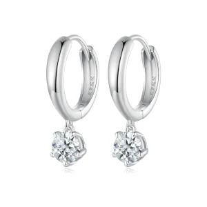 (image for) Pandora Style 0.5Ct Moissanite Hoop Earrings (Two Certificates) - MSE040