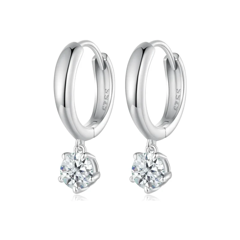 (image for) Pandora Style 0.5Ct Moissanite Hoop Earrings (Two Certificates) - MSE040 - Product Image