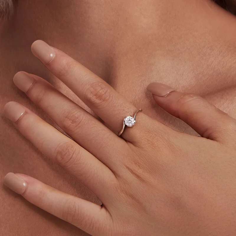 (image for) Pandora Style 0.5Ct Moissanite Ring (Includes One Certificate) - MSR040 - View 6