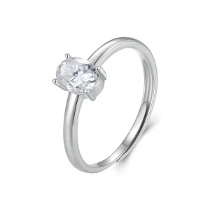 (image for) Pandora Style 1Ct Egg-Shaped Moissanite Ring - MSR039
