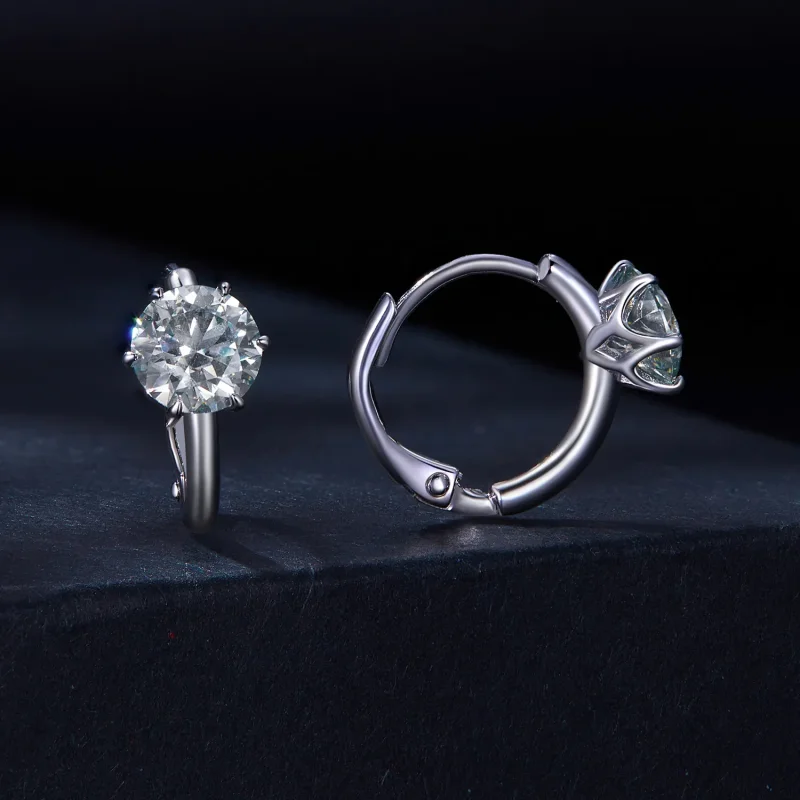 (image for) Pandora Style 1Ct Moissanite Hoop Earrings - MSE037 - View 2